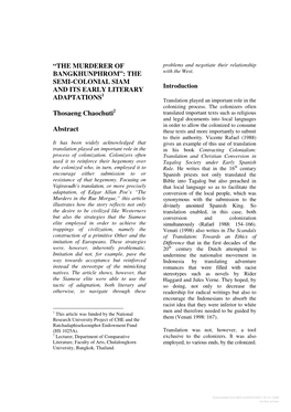 Downloaded from Brill.Com09/25/2021 04:14:12AM Via Free Access “The Murderer of Bangkhunphrom”