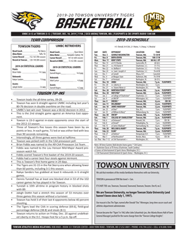 BASKETBALL UMBC (4-5) at TOWSON (5-5) | TUESDAY, DEC