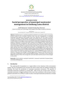 Social Perspective of Municipal Wastewater Management in Entikong Lama District