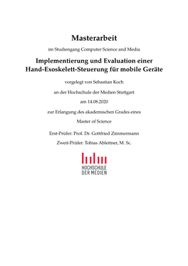 Implementierung Und Evaluation Einer Hand-Exoskelett-Steuerung Für Mobile Geräte
