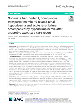 Non-Urate Transporter 1, Non-Glucose Transporter Member 9-Related Renal