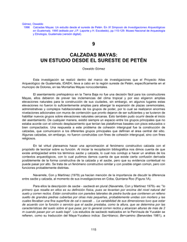 9 Calzadas Mayas: Un Estudio Desde El Sureste De Petén