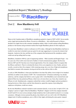 (“Blackberry”), Readings