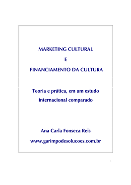 Marketing Cultural E Financiamento Da Cultura