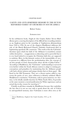 Calvin and Anti-Apartheid Memory in the Dutch Reformed Family of Churches in South Africa