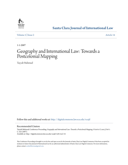 Geography and International Law: Towards a Postcolonial Mapping Tayyab Mahmud