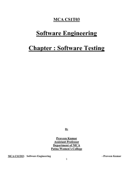 Software Engineering Chapter : Software Testing