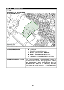 95 Site No.17 Woodcock Hill Location Woodcock Hill, Berkhamsted