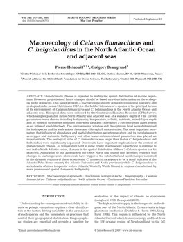 Macroecology of Calanus Finmarchicus and C. Helgolandicus in the North Atlantic Ocean and Adjacent Seas