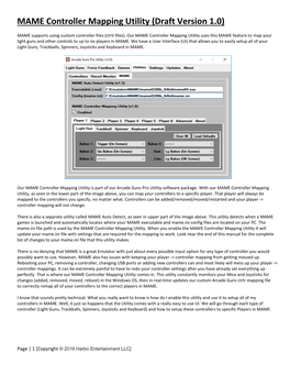 MAME Controller Mapping Utility (Draft Version 1.0)