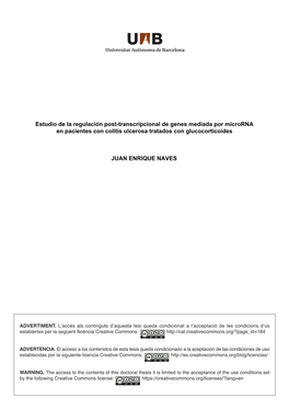 Estudio De La Regulación Post-Transcripcional De Genes Mediada Por Microrna En Pacientes Con Colitis Ulcerosa Tratados Con Glucocorticoides