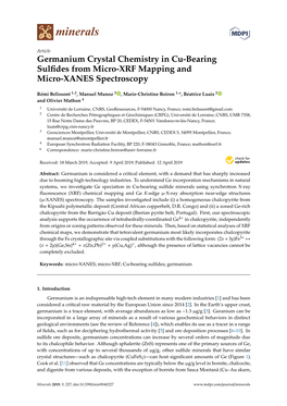 Germanium Crystal Chemistry in Cu-Bearing Sulfides from Micro