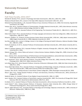 Faculty Full-Time Faculty, 2016-2017 Michelle M