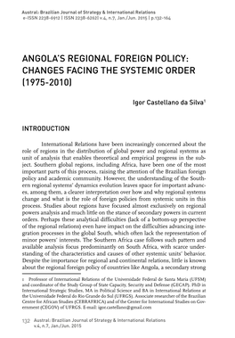 Angola's Regional Foreign Policy