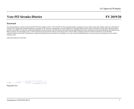 FY 2019/20 Vote:552 Sironko District