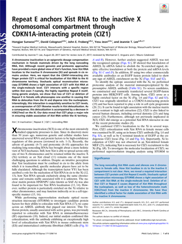 Repeat E Anchors Xist RNA to the Inactive X Chromosomal Compartment Through CDKN1A-Interacting Protein (CIZ1)