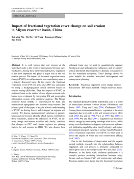 Impact of Fractional Vegetation Cover Change on Soil Erosion in Miyun Reservoir Basin, China