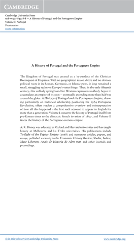 A History of Portugal and the Portuguese Empire Volume 1: Portugal Frontmatter More Information