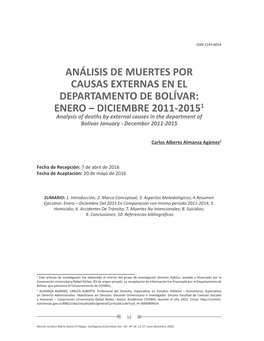 Análisis De Muertes Por Causas Externas En