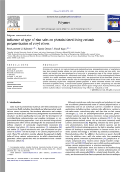 Influence of Type of Zinc Salts on Photoinitiated Living Cationic