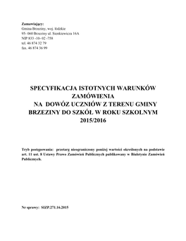 Zamawiający: Gmina Brzeziny, Woj