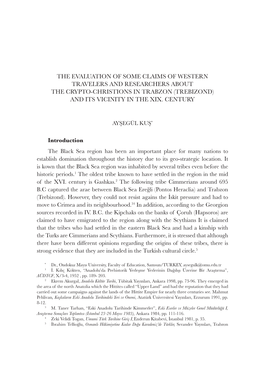 Trebizond) and Its Vicinity in the Xix