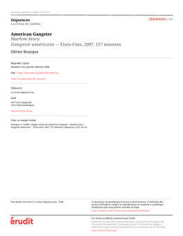American Gangster : Harlem Story / Gangster Américain — États-Unis, 2007, 157 Minutes]