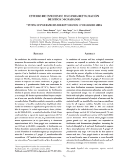 Estudio De Especies De Pino Para Restauración De Sitios Degradados