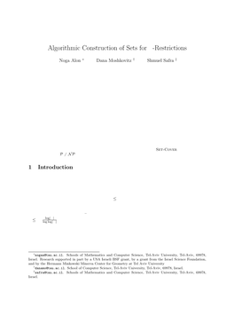 Algorithmic Construction of Sets for K-Restrictions