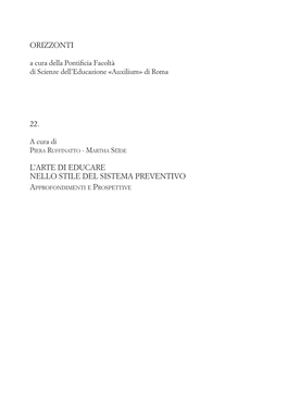 Orizzonti 22. L'arte Di Educare Nello Stile Del Sistema