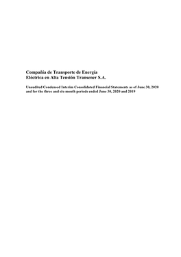 Compañía De Transporte De Energía Eléctrica En Alta Tensión Transener S.A