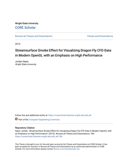 Streamsurface Smoke Effect for Visualizing Dragon Fly CFD Data in Modern Opengl with an Emphasis on High Performance