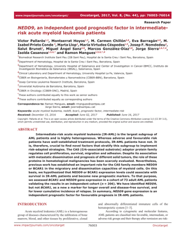 Risk Acute Myeloid Leukemia Patients