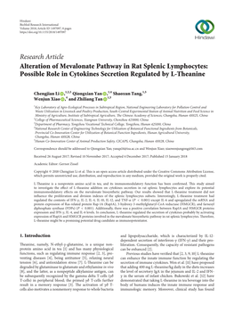 Alteration of Mevalonate Pathway in Rat Splenic Lymphocytes: Possible Role in Cytokines Secretion Regulated by L-Theanine