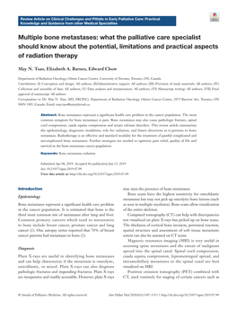 Multiple Bone Metastases: What the Palliative Care Specialist Should Know About the Potential, Limitations and Practical Aspects of Radiation Therapy