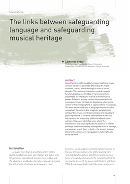 The Links Between Safeguarding Language and Safeguarding Musical Heritage