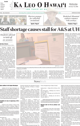 Staff Shortage Causes Stall for A&S at UH