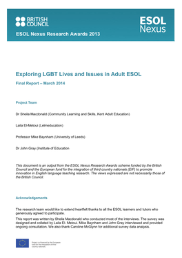 Exploring LGBT Lives and Issues in Adult ESOL