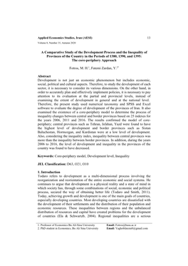 A Comparative Study of the Development Process and the Inequality of Provinces of the Country in the Periods of 1380, 1390, and 1395: the Core-Periphery Approach