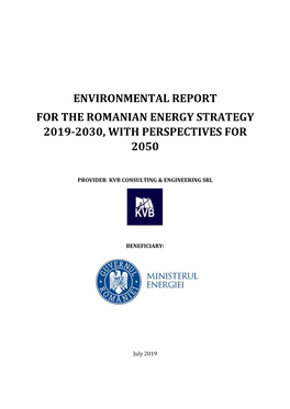 Environmental Report for the Romanian Energy Strategy 2019-2030, with Perspectives for 2050