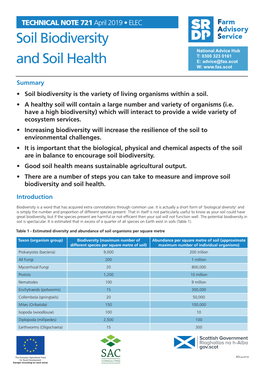 Soil Biodiversity and Soil Health