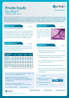 Private Equity Spotlight June 2008 / Volume 4 - Issue 6