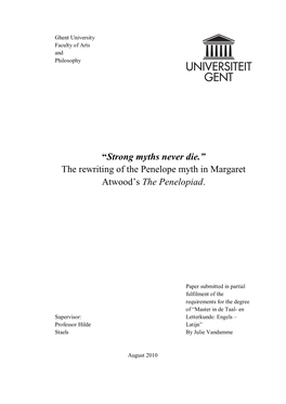 The Rewriting of the Penelope Myth in Margaret Atwood's the Penelopiad