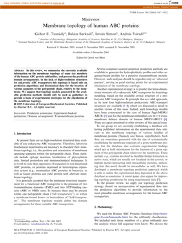 Membrane Topology of Human ABC Proteins