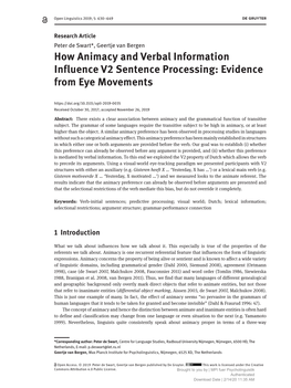 How Animacy and Verbal Information Influence V2 Sentence Processing: Evidence from Eye Movements