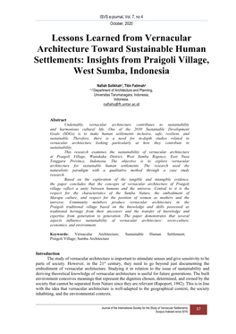 Insights from Praigoli Village, West Sumba, Indonesia