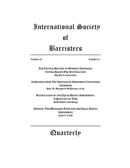 International Society of Barristers Quarterly