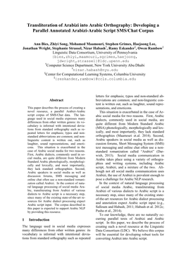 Transliteration of Arabizi Into Arabic Orthography: Developing a Parallel Annotated Arabizi-Arabic Script SMS/Chat Corpus