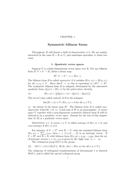 Symmetric Bilinear Forms