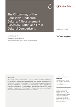 The Chronology of the Ganeshwar Jodhpura Culture: a Reassessment Based on Graffiti and Cross